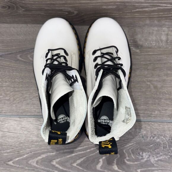 Dr Martens 1460 Pascal Max Women’s Sz 7 White Leather Platform Combat Boots - Picture 5 of 11